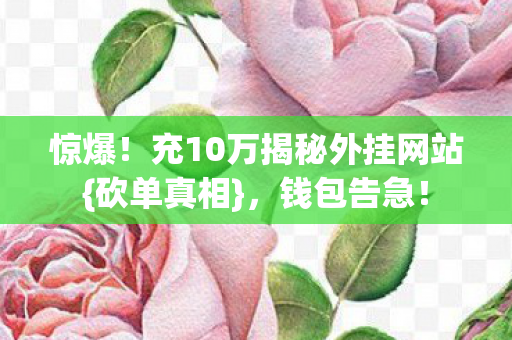 惊爆!充10万揭秘外挂网站{砍单真相},钱包告急! 惊爆!充10万揭秘外挂网站{砍单真相},钱包告急!