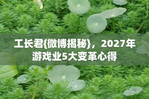 2027年游戏业5大变革心得图片