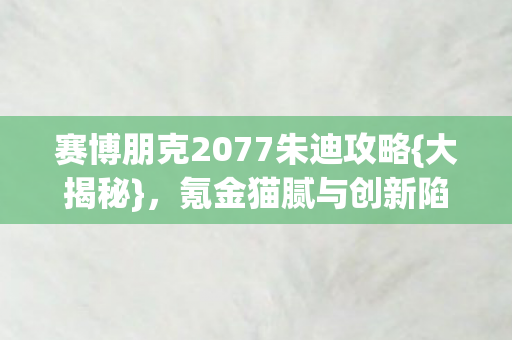 赛博朋克2077朱迪攻略图片