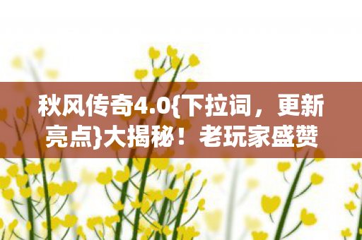 老玩家盛赞绝了图片