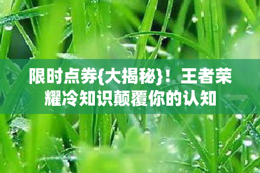 限时点券{大揭秘}！王者荣耀冷知识颠覆你的认知