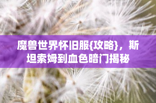 斯坦索姆到血色暗门揭秘图片