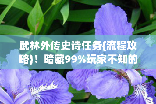 武林外传史诗任务{流程攻略}!暗藏99%玩家不知的数值黑洞 武林外传史诗任务{流程攻略}!暗藏99%玩家不知的数值黑洞