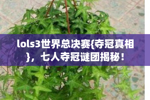 lols3世界总决赛{夺冠真相}，七人夺冠谜团揭秘！
