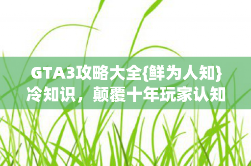 GTA3攻略大全{鲜为人知}冷知识,颠覆十年玩家认知! GTA3攻略大全{鲜为人知}冷知识,颠覆十年玩家认知!