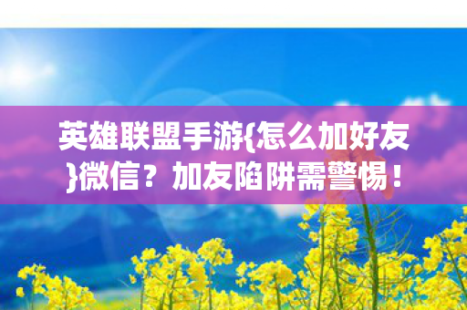 英雄联盟手游{怎么加好友}微信？加友陷阱需警惕！