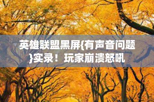 英雄联盟黑屏{有声音问题}实录!玩家崩溃怒吼 英雄联盟黑屏{有声音问题}实录!玩家崩溃怒吼