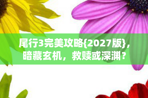 尾行3完美攻略{2027版}，暗藏玄机，救赎或深渊？
