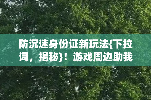 防沉迷身份证新玩法{下拉词,揭秘}!游戏周边助我电子永生 防沉迷身份证新玩法{下拉词,揭秘}!游戏周边助我电子永生
