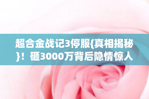 砸3000万背后隐情惊人图片