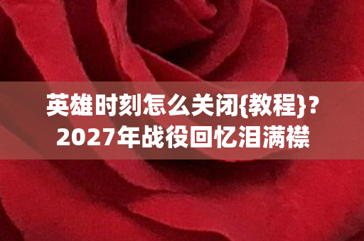 2027年战役回忆泪满襟图片