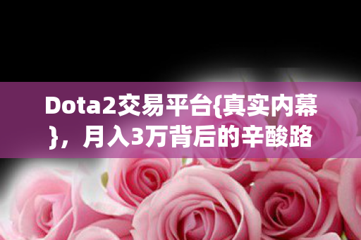 Dota2交易平台{真实内幕}，月入3万背后的辛酸路