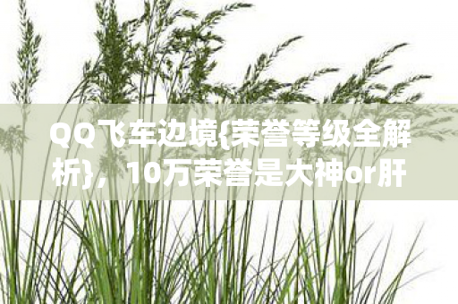 QQ飞车边境{荣誉等级全解析},10万荣誉是大神or肝帝? QQ飞车边境{荣誉等级全解析},10万荣誉是大神or肝帝?