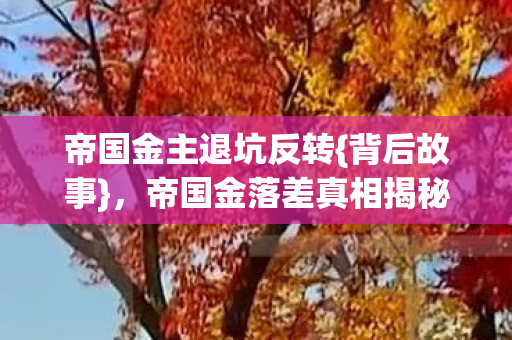 帝国金主退坑反转{背后故事},帝国金落差真相揭秘 帝国金主退坑反转{背后故事},帝国金落差真相揭秘