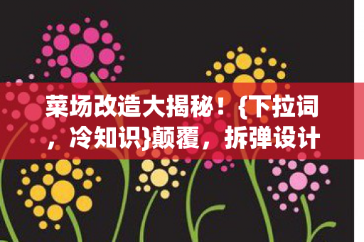 菜场改造大揭秘！{下拉词，冷知识}颠覆，拆弹设计藏五年