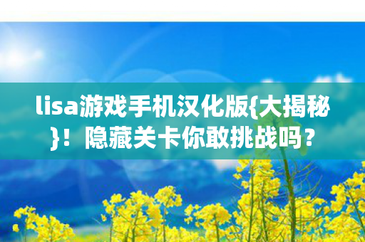 lisa游戏手机汉化版{大揭秘}!隐藏关卡你敢挑战吗? lisa游戏手机汉化版{大揭秘}!隐藏关卡你敢挑战吗?