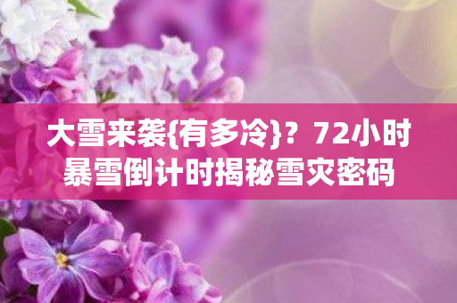 大雪来袭{有多冷}？72小时暴雪倒计时揭秘雪灾密码