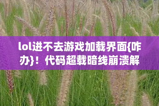 lol进不去游戏加载界面图片