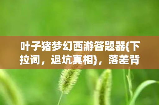 叶子猪梦幻西游答题器图片