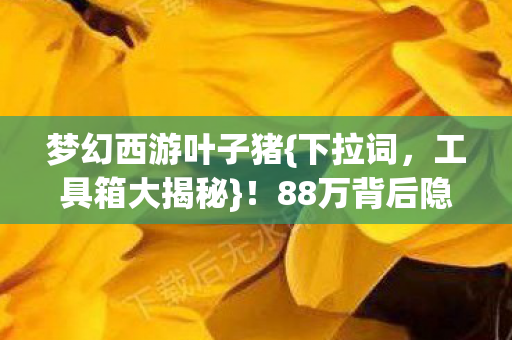 梦幻西游叶子猪{下拉词，工具箱大揭秘}！88万背后隐情