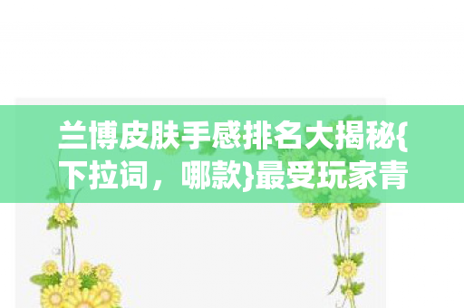 兰博皮肤手感排名大揭秘图片