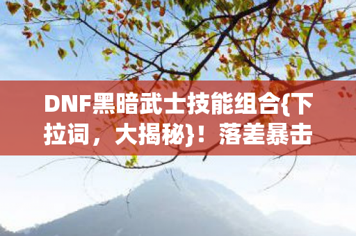 DNF黑暗武士技能组合{下拉词，大揭秘}！落差暴击真相情怀杀