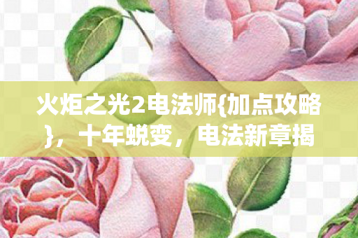 火炬之光2电法师{加点攻略},十年蜕变,电法新章揭秘 火炬之光2电法师{加点攻略},十年蜕变,电法新章揭秘