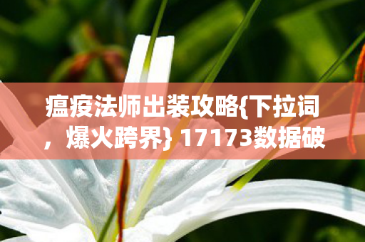 瘟疫法师出装攻略{下拉词，爆火跨界} 17173数据破圈解析