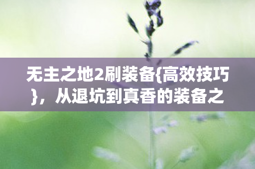 从退坑到真香的装备之旅图片