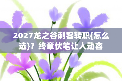 2027龙之谷刺客转职{怎么选}?终章伏笔让人动容 2027龙之谷刺客转职{怎么选}?终章伏笔让人动容