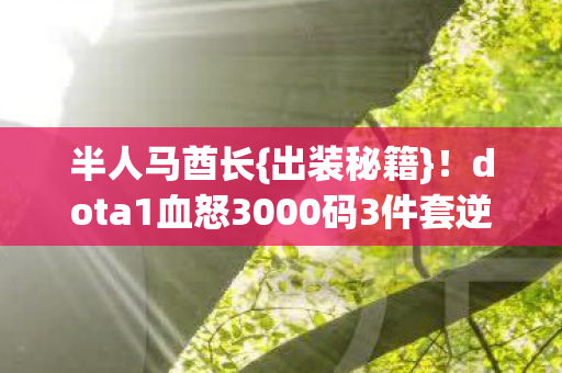 半人马酋长{出装秘籍}！dota1血怒3000码3件套逆天改命
