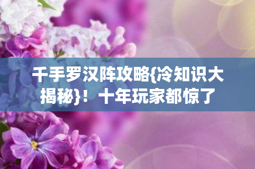 千手罗汉阵攻略图片
