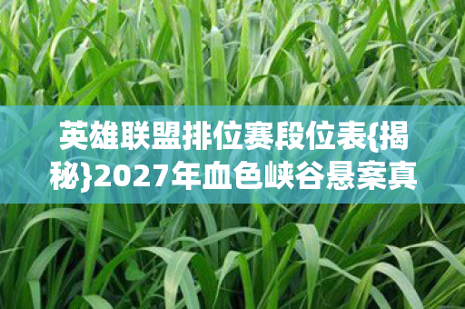英雄联盟排位赛段位表{揭秘}2027年血色峡谷悬案真相
