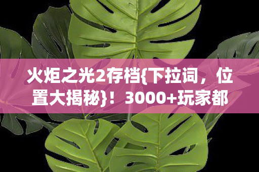 火炬之光2存档{下拉词,位置大揭秘}!3000+玩家都在找 火炬之光2存档{下拉词,位置大揭秘}!3000+玩家都在找