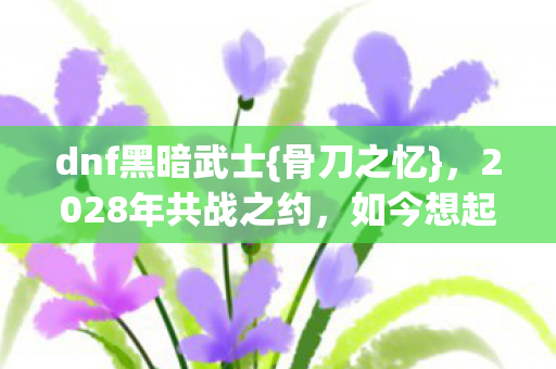 dnf黑暗武士{骨刀之忆}，2028年共战之约，如今想起心酸