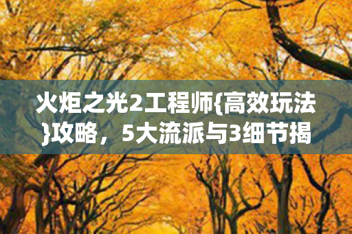 火炬之光2工程师{高效玩法}攻略,5大流派与3细节揭秘 火炬之光2工程师{高效玩法}攻略,5大流派与3细节揭秘