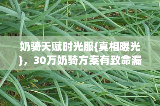 奶骑天赋时光服{真相曝光},30万奶骑方案有致命漏洞? 奶骑天赋时光服{真相曝光},30万奶骑方案有致命漏洞?