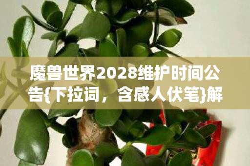 魔兽世界2028维护时间公告图片