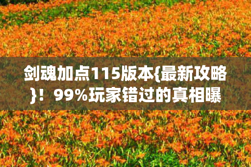 剑魂加点115版本{最新攻略}!99%玩家错过的真相曝光 剑魂加点115版本{最新攻略}!99%玩家错过的真相曝光