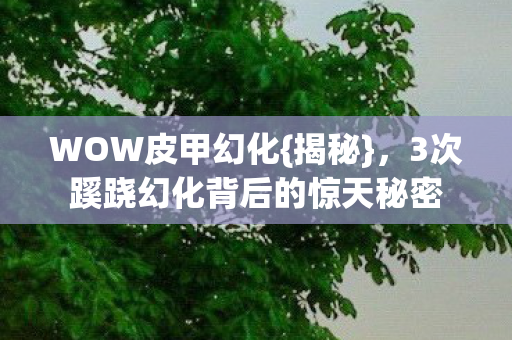 WOW皮甲幻化{揭秘}，3次蹊跷幻化背后的惊天秘密