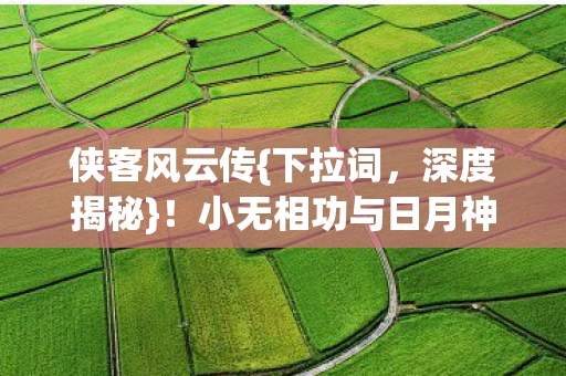 侠客风云传{下拉词,深度揭秘}!小无相功与日月神功500万隐情 侠客风云传{下拉词,深度揭秘}!小无相功与日月神功500万隐情