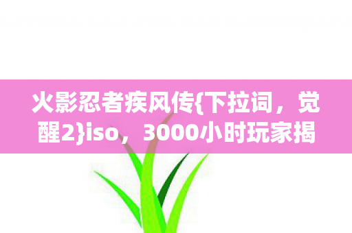火影忍者疾风传{下拉词，觉醒2}iso，3000小时玩家揭秘心酸往事