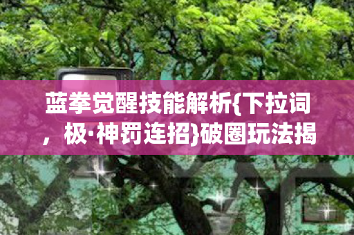 蓝拳觉醒技能解析{下拉词,极·神罚连招}破圈玩法揭秘 蓝拳觉醒技能解析{下拉词,极·神罚连招}破圈玩法揭秘