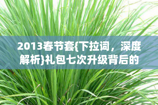 2013春节套{下拉词,深度解析}礼包七次升级背后的真相 2013春节套{下拉词,深度解析}礼包七次升级背后的真相
