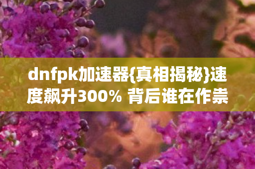 dnfpk加速器{真相揭秘}速度飙升300% 背后谁在作祟？