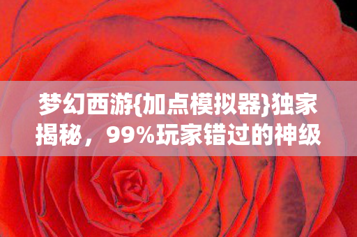 梦幻西游{加点模拟器}独家揭秘，99%玩家错过的神级玩法