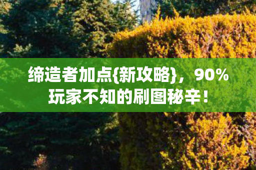 缔造者加点{新攻略}，90%玩家不知的刷图秘辛！