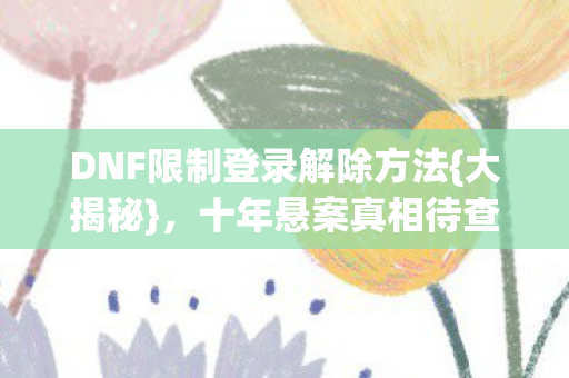 DNF限制登录解除方法图片