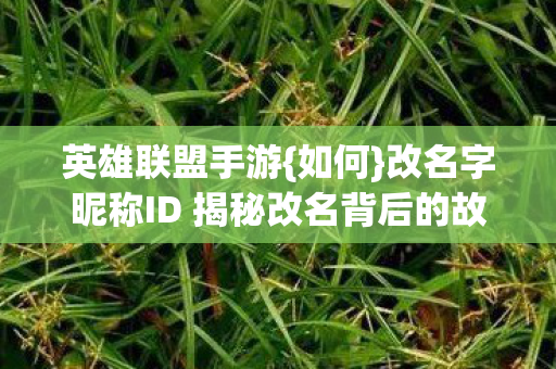 改名字昵称ID 揭秘改名背后的故事图片