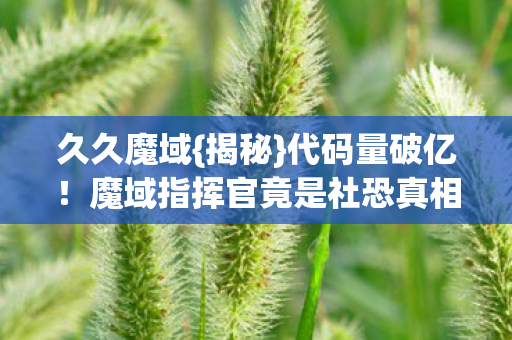 魔域指挥官竟是社恐真相图片